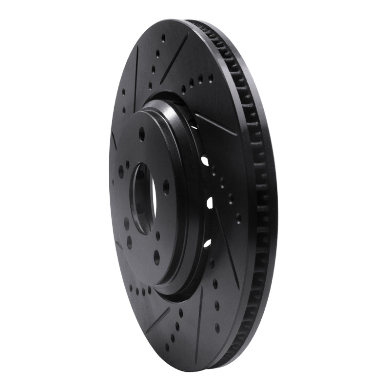 Acura ILX Brake Rotor (1) - Front Left - R1 Concepts - Drilled & Slotted - Black - `16-`22